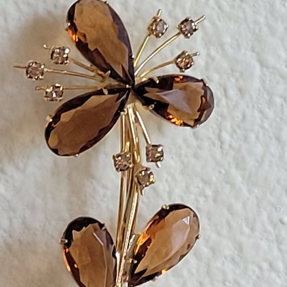 MADE IN AUSTRIA, SMOKY QUARTZ, AND RHINESTONE BROOCH - Picture 10 of 10